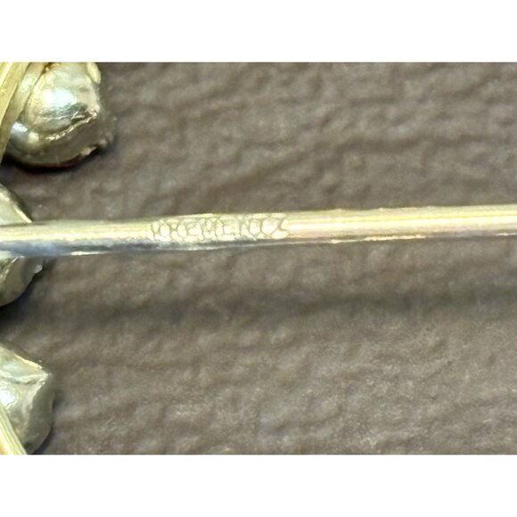 VINTAGE 2 GOLD FILLED BROOCH PIN LOT SIGNED Krementz & Star Art 10g - Picture 7 of 9